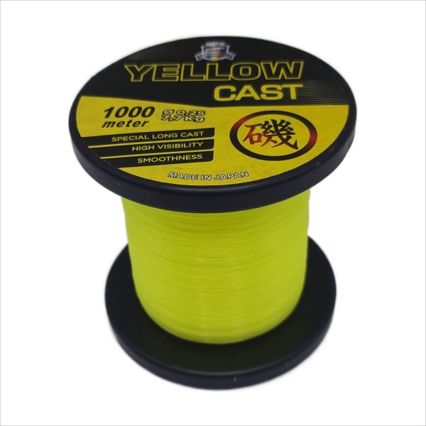 Monofilament fishing line, Cast, 1000 m, diameter 0.25 mm, 7.70 kg, yellow color